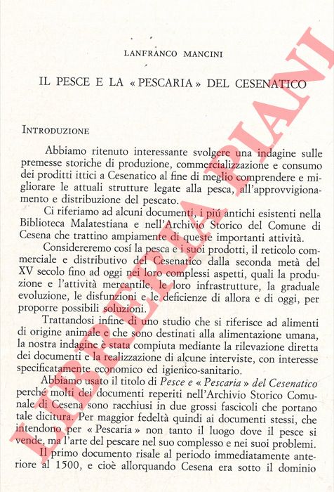 MANCINI Lanfranco - - Il pesce e la 'Pescaria' del Cesenatico.