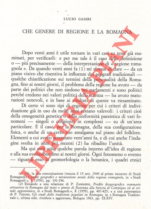GAMBI Lucio - - Che genere di regione  la Romagna.