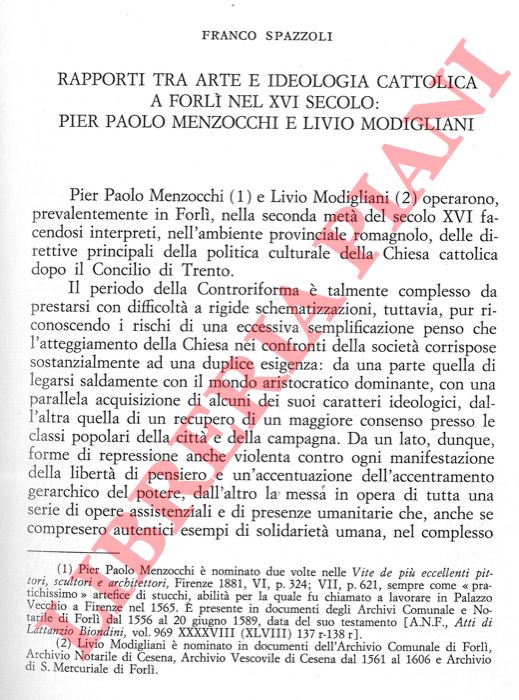 SPAZZOLI Franco - - Rapporti tra arte e ideologia cattolica a Forl