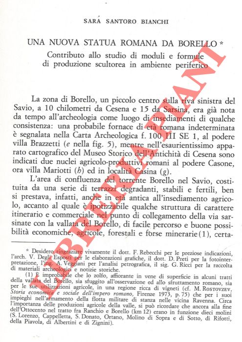 SANTORO BIANCHI Sara - - Una nuova statua romana da Borello.