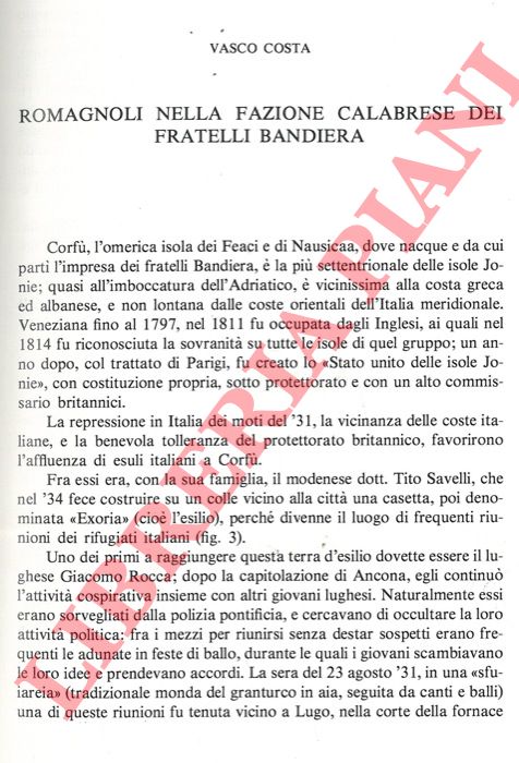 COSTA Vasco - - Romagnoli nella fazione calabrese dei fratelli Bandiera.