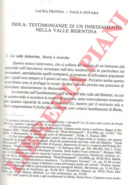 FRONDA Laura - NOVARA Paola - - Isola: testimonianze di un insediamento nella valle bidentina.