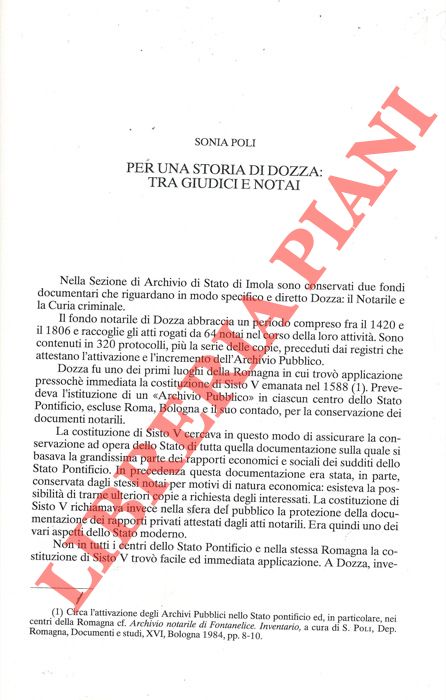 POLI Sonia - - Per una storia di Dozza: tra giudici e notai.