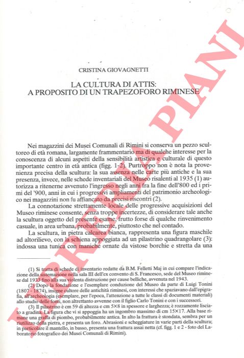 GIOVAGNETTI Cristina - - La cultura di Attis: a proposito di un trapezoforo riminese.