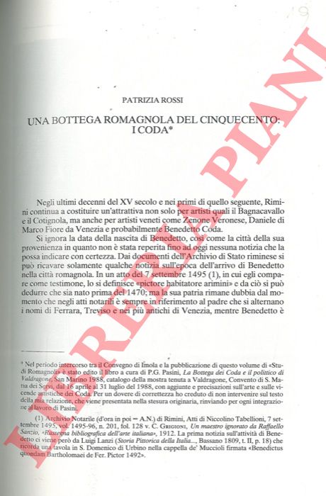 ROSSI Patrizia - - Una bottega romagnola del Cinquecento: i Coda.