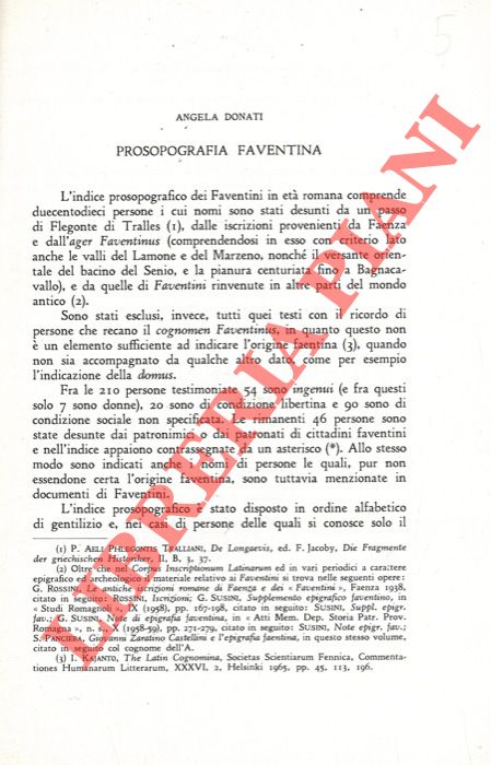 DONATI Angela - - Prosopografia faventina.