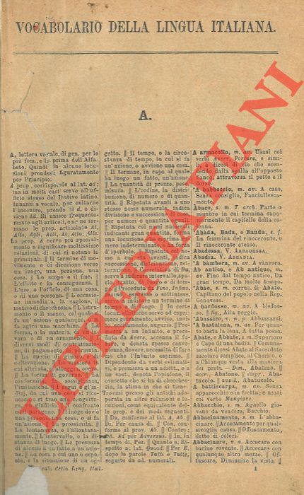 RIGUTINI Giuseppe - - Vocabolario della lingua italiana.