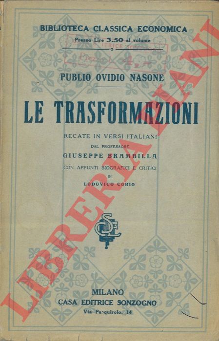 PUBLIO OVIDIO NASONE - - Le trasformazioni.