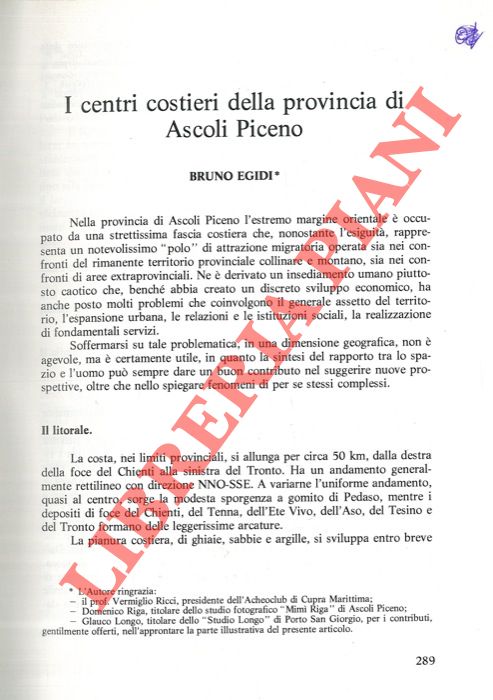 EGIDI Bruno - - I centri costieri della provincia di Ascoli Piceno.