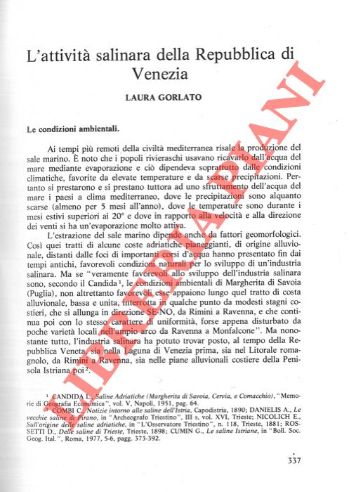 GORLATO Laura - - L'attivit salinara della Repubblica di Venezia.