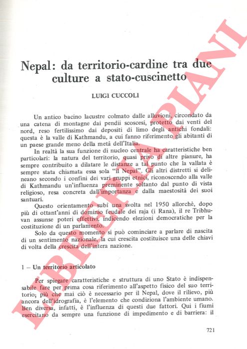 CUCCOLI Luigi - - Nepal: da territorio cardine tra due culture a stato-cuscinetto.