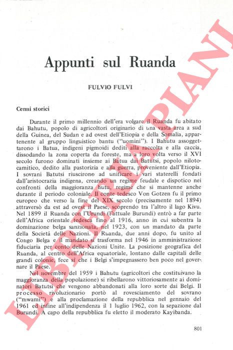 FULVI Fulvio - - Appunti sul Ruanda.