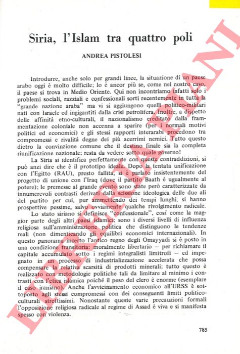 PISTOLESI Andrea - - Siria, l'Islam tra quattro poli.