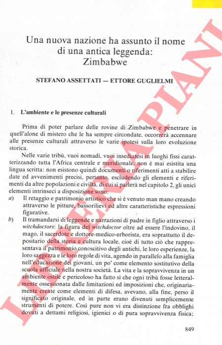 ASSETTATI Stefano - GUGLIELMI Ettore - - Una nuova nazione ha assunto il nome di una antica leggenda: Zimbabwe.