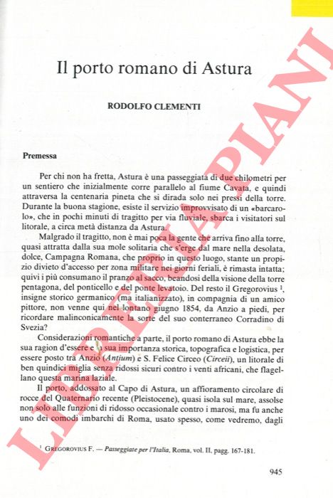 CLEMENTI Rodolfo - - Il porto romano di Astura.