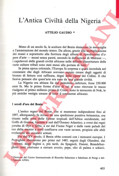 GAUDIO Attilio - - L'antica civilt della Nigeria.