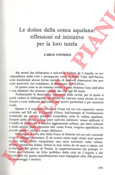 CONSOLE Carlo - - Le doline della conca aquilana: riflessioni ed iniziative per la loro tutela.