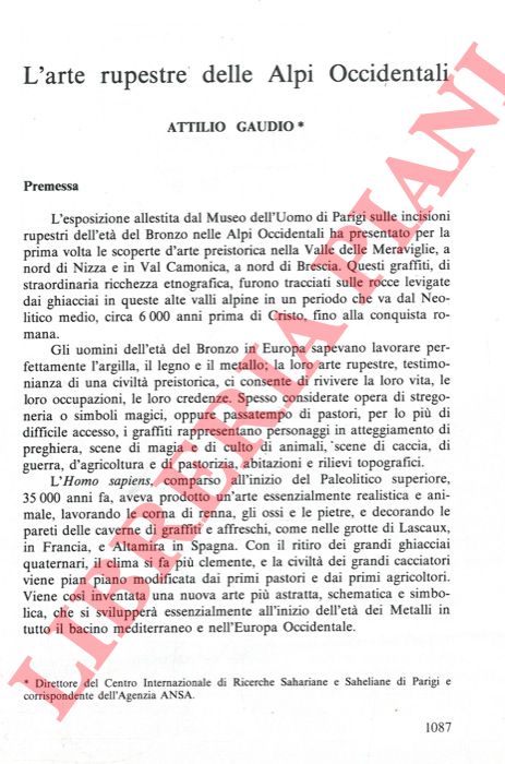 GAUDIO Attilio - - L'arte rupestre delle Alpi Occidentali.