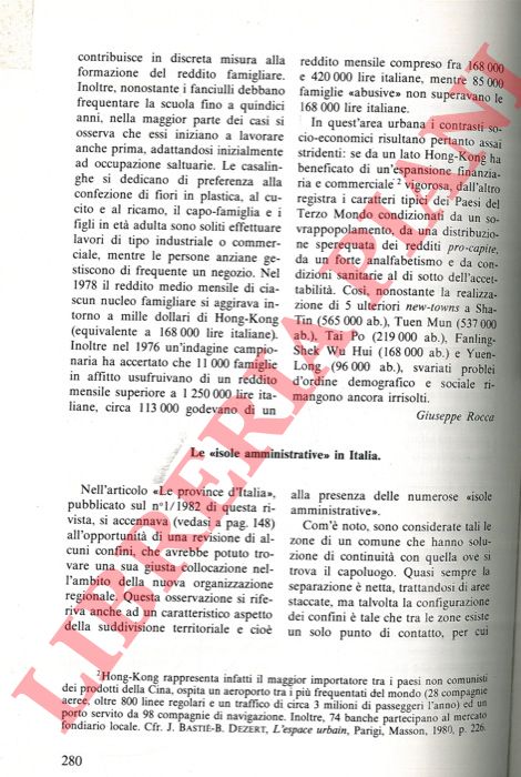 BENEDETTI Giancarlo - - Le 'isole amministrative' in Italia.