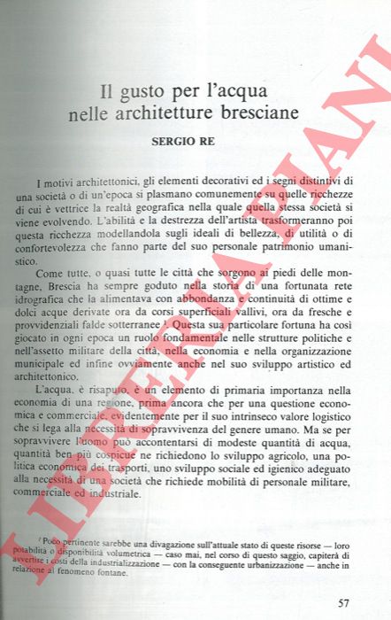 RE Sergio - - Il gusto per l'acqua nelle architetture bresciane.
