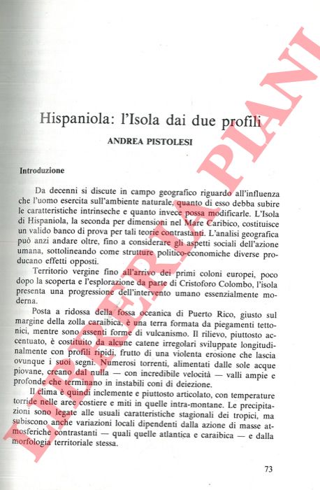 PISTOLESI Andrea - - Hispaniola: l'isola dai due profili.