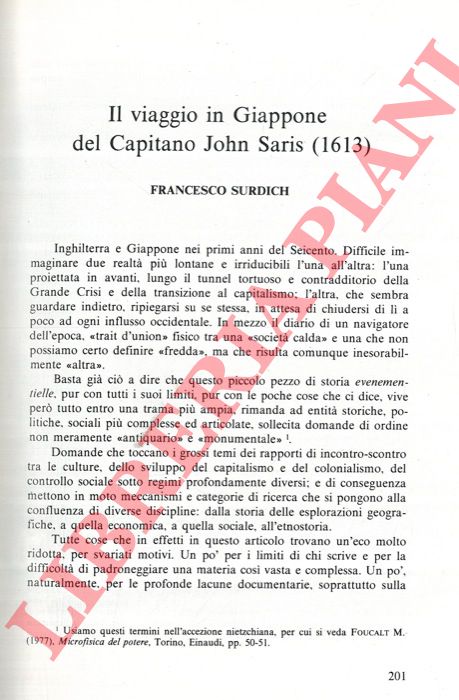 SURDICH Francesco - - Il viaggio in Giappone del capitano John Saris (1613) .