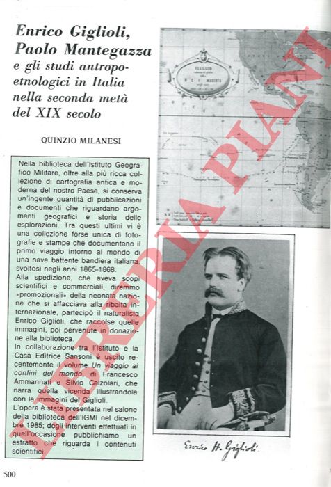 MILANESI Quinzio - - Enrico Giglioli, Paolo Mantegazza e gli studi antropoetnologici in Italia nella seconda met del XIX secolo.