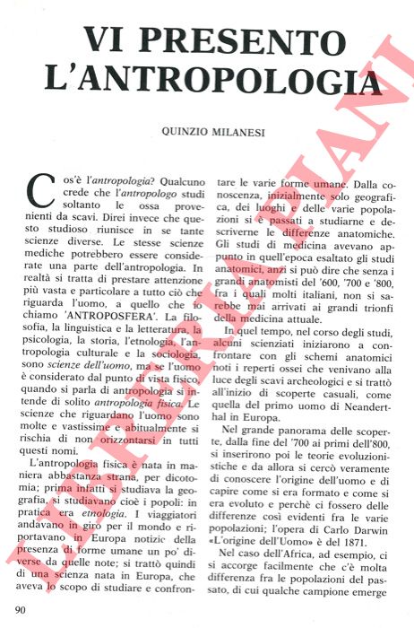 MILANESI Quinzio - - Vi presento l'antropologia.