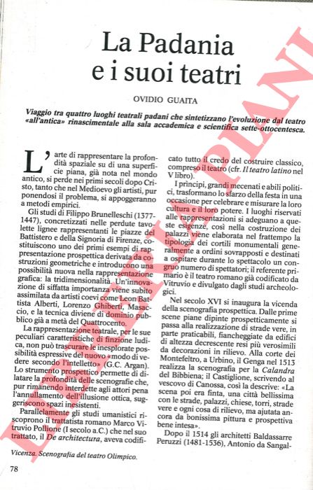GUAITA Ovidio - - La Padania e i suoi teatri.