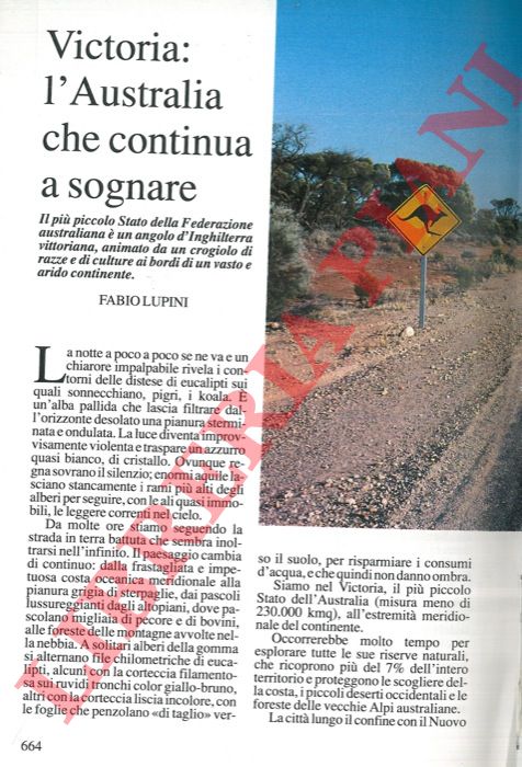 LUPINI Fabio - - Victoria: l'Australia che continua a sognare.