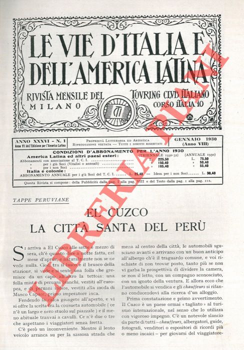 TEGANI Ulderico - - El Cuzco la Citt Santa del Per.