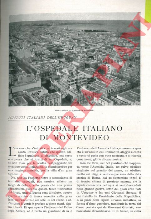 DE GUARINI Cleto - - L'Ospedale Italiano di Montevideo.