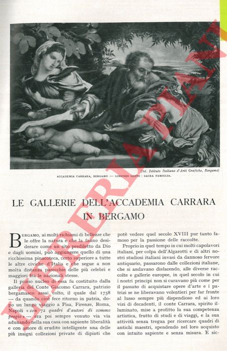 PINETTI Angelo - - Le gallerie dell'Accademia Carrara in Bergamo.