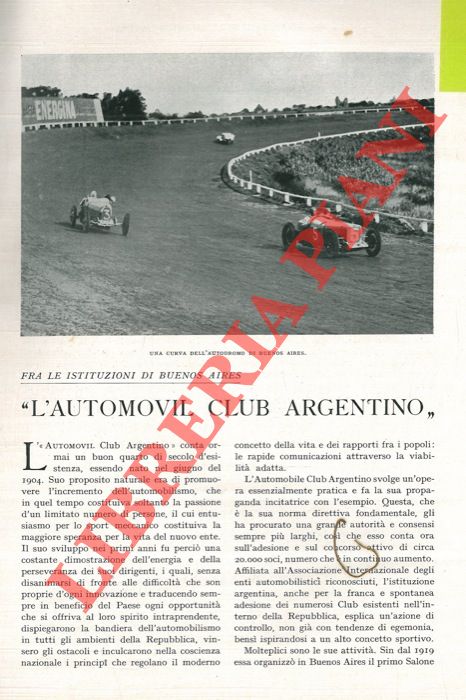 TEGANI Ulderico - - 'L'Automovil Club Argentino' .