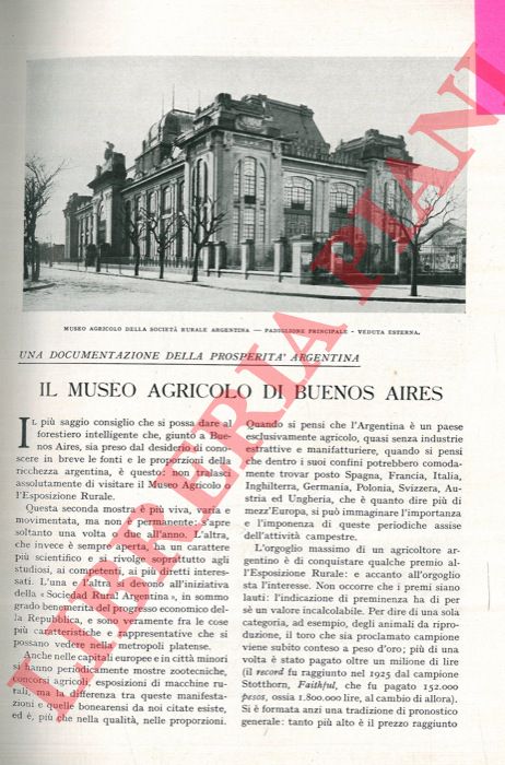 DEL CAMPO A. - - Il Museo Agricolo di Buenos Aires.