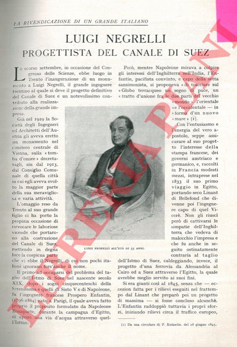 ADAMI Giuseppe - - Luigi Negrelli progettista del Canale di Suez.