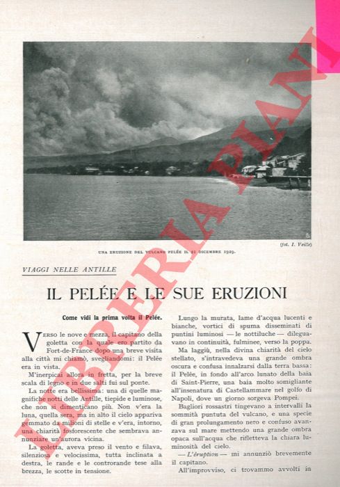 JANSEN Pietro Gerardo - - Viaggi nelle Antille. Il Pele e le sue eruzioni.