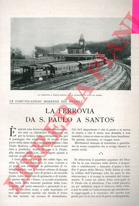 DA PARMA U. - - Le comunicazioni moderne del Brasile. La ferrovia da S. Paulo a Santos.
