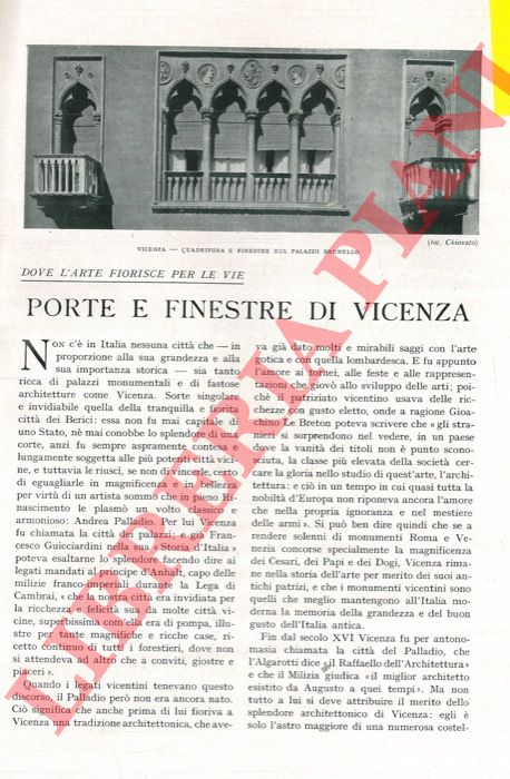 SILVESTRI Giuseppe - - Porte e finestre di Vicenza. Dove l'arte fiorisce per le vie.