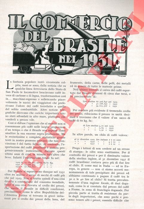 BRAMBILLA Ezio - - Il commercio del Brasile nel 1931.
