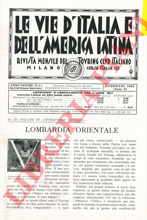 BANDINI BUTI Antonio - - Il III volume di 'Attraverso l'Italia' . Lombardia orientale.