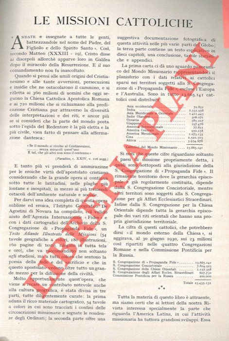 G. F. - - Le Missioni Cattoliche.