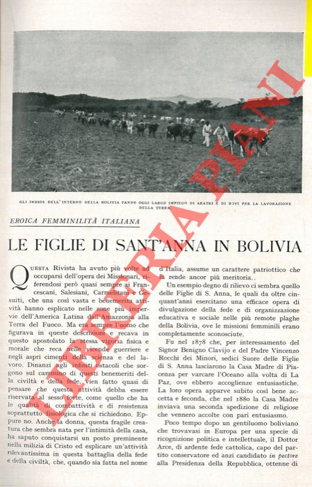 FERRARI M. - - Eroica femminilit italiana. Le Figlie di Sant'Anna in Bolivia.