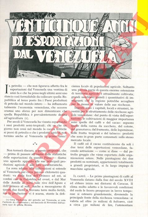 FRANCI U. - DE' PASSERA G. - - Venticinque anni di esportazione dal Venezuela.