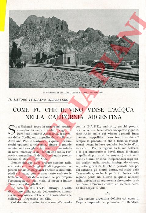 DONNICI ROMEO Umberto - - Il lavoro italiano all'estero. Come fu che il vino vinse l'acqua nella California