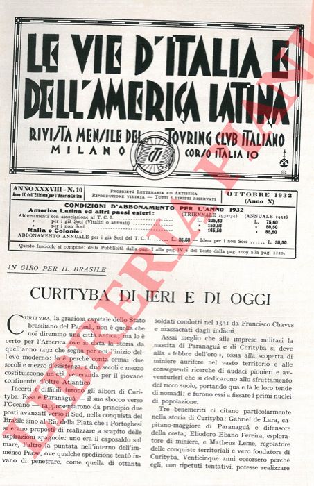 DE GUARINI Cleto - - In giro per il Brasile. Curityba di ieri e di oggi.