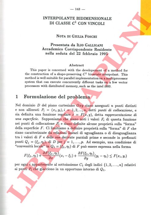 FOSCHI Giulia - - Interpolante bidimensionale di classe C1 con vincoli.
