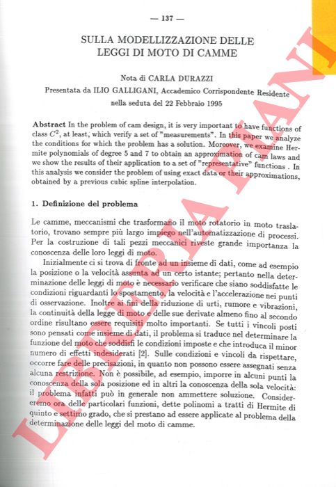 DURAZZI Carla - - Sulla modellizzazione delle leggi di moto di camme.