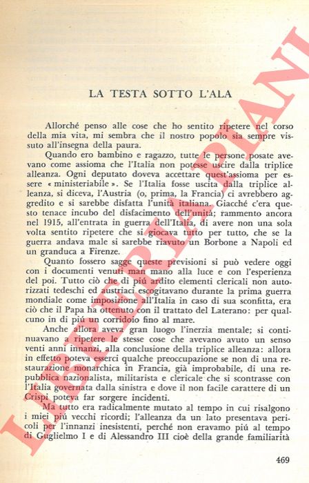 JEMOLO Arturo Carlo - - La testa sotto l'ala.