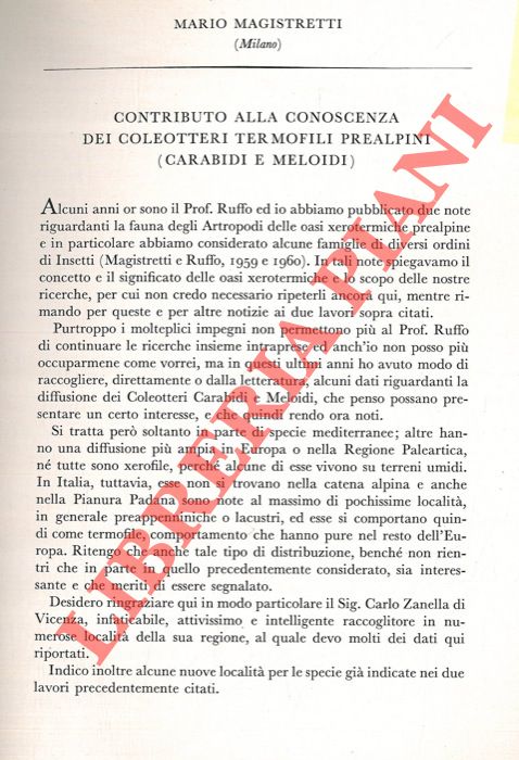 OSELLA Giuseppe - - Contributi alla conoscenza della fauna delle oasi xerotermiche prealpine: i Rincoti Eterotteri.